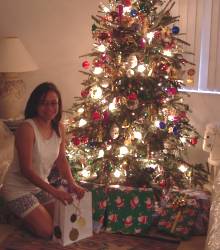 Opening Lesley's present.