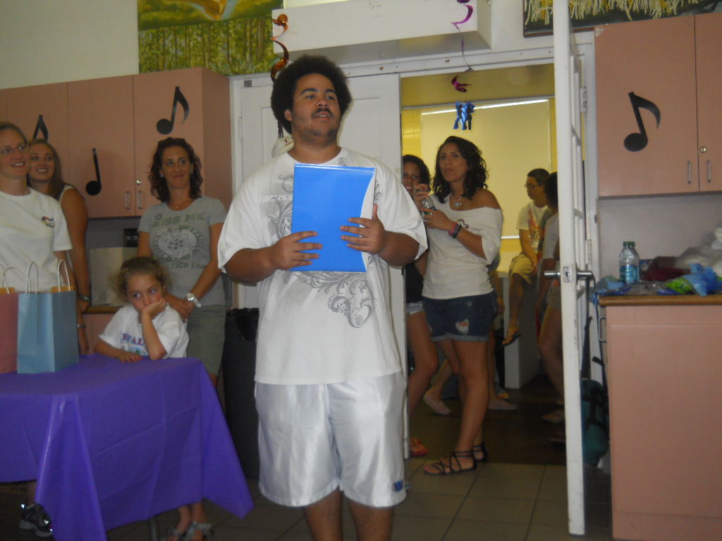 Counselor Caleb in the white t-shirt